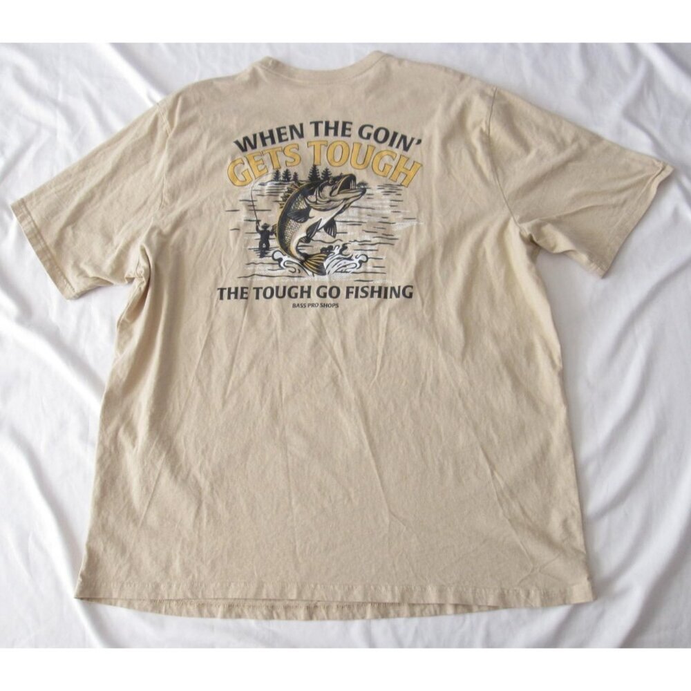 Bass Pro Shop When the Goin Gets Tough Go Fishing T-Shirt Men Sz 2XL (M35)